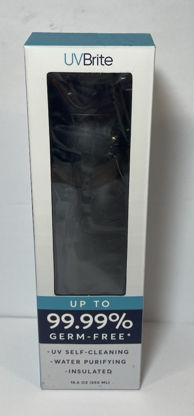 UV Brite 18.6 oz Self-Cleaning Bottle UV-C Sterilization, Black NEW